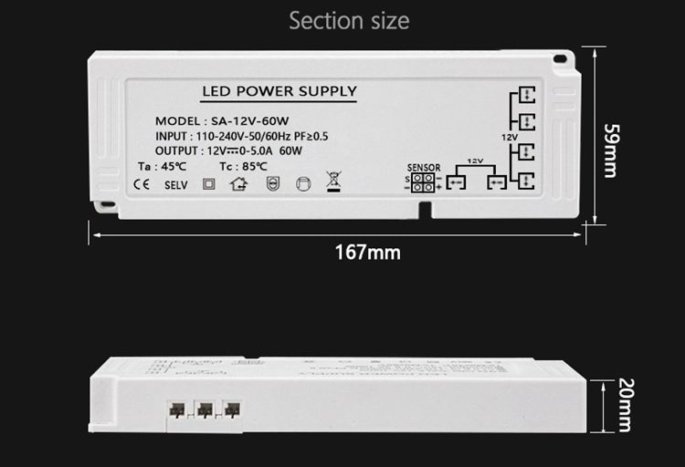 Touch Dimmable LED Strip Light 12V 24W 36W 40W 60W 100W 300W 400W Cabinet LED Power Supply