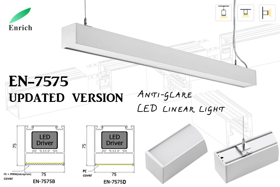 Triac Dali Dimming Profile LED Linear Chandelier Light Dimmable Profile Aluminium LED Linear Lamp Skyline Wall Sconce LED Bar Strip