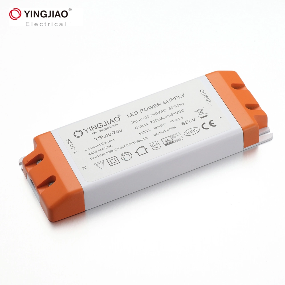 Yingjiao Triac Dimmable LED Driver 40W 500mA 700mA 1050mA 1400mA Constant Current LED Power Supply with 5 Years Warranty